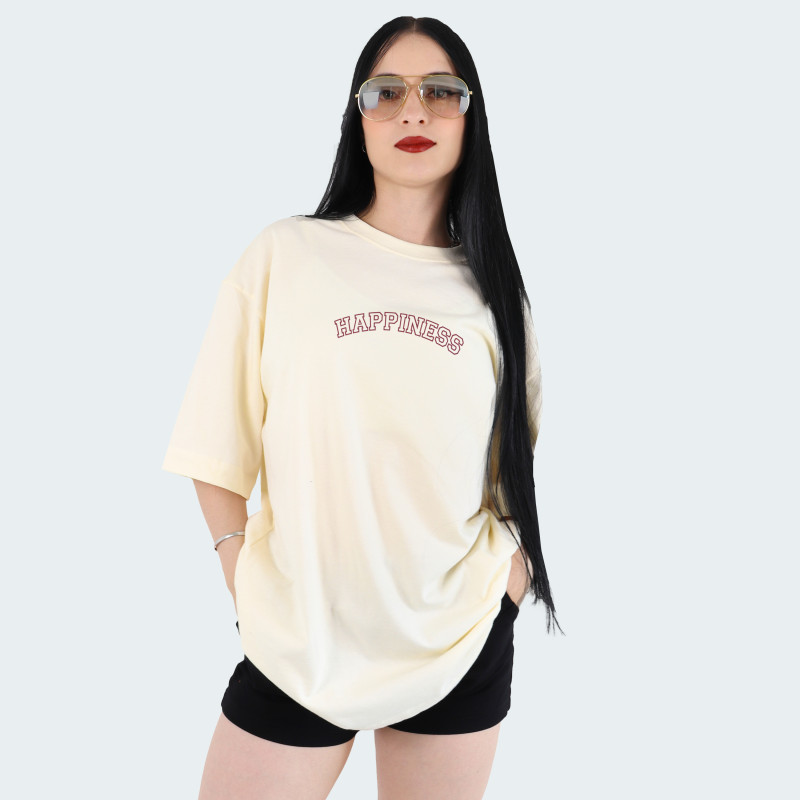 Camiseta oversize con estampado de HAPPINESS