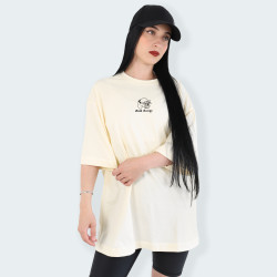 Camiseta oversize con estampado de CALAVERA en color Vainilla