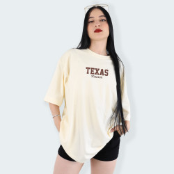 Camiseta oversize con estampado de TEXAS en color Vainilla