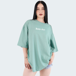 Camiseta oversize con estampado de LETRA BABY en color Verde Oliva