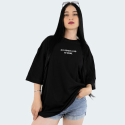 Camiseta oversize con estampado de LETRAS ROME en color Negro