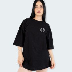 Camiseta oversize con estampado de CARITA en color Negro