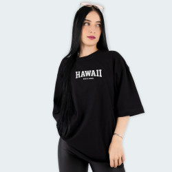 Camiseta oversize con estampado de HAWAII en color Negro