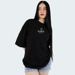 Camiseta oversize con estampado de CARITA LOVE en color Negro