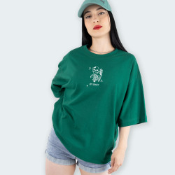 Camiseta oversize con estampado de ESQUELETO en color Verde