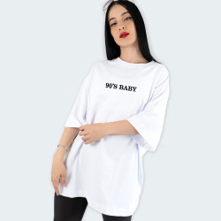 Camiseta oversize con estampado de LOS 90 en color Blanco