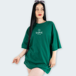 Camiseta oversize con estampado de CARITA LOVE en color Verde