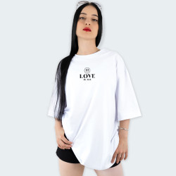 Camiseta oversize con estampado de CARITA LOVE en color Blanco