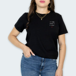 Camiseta para mujer con frase NO OLVIDES en color Negro