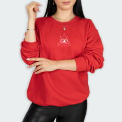 Buzo para mujer marca oaxis con estampado de OJO TURCO en color Rojo