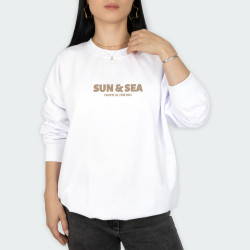 Buzo cuello redondo con estampado de SUN & SEA en color Blanco