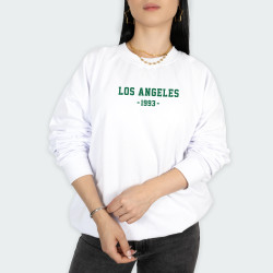 Buzo cuello redondo, con estampado de LOS ANGELES en color Blanco