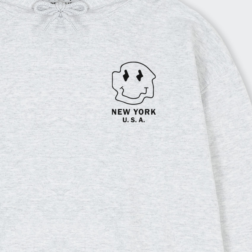 Buzo para hombre con capucha y estampado de CARITA DISTORSIONADA