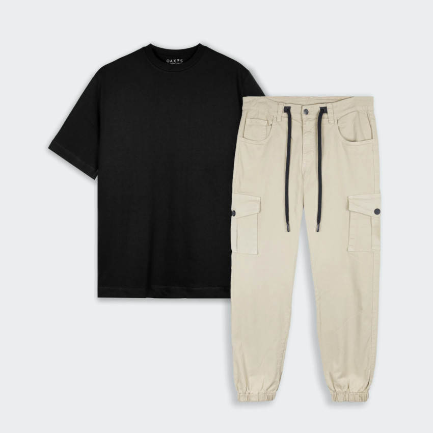 Combo de camiseta regular y jogger básico