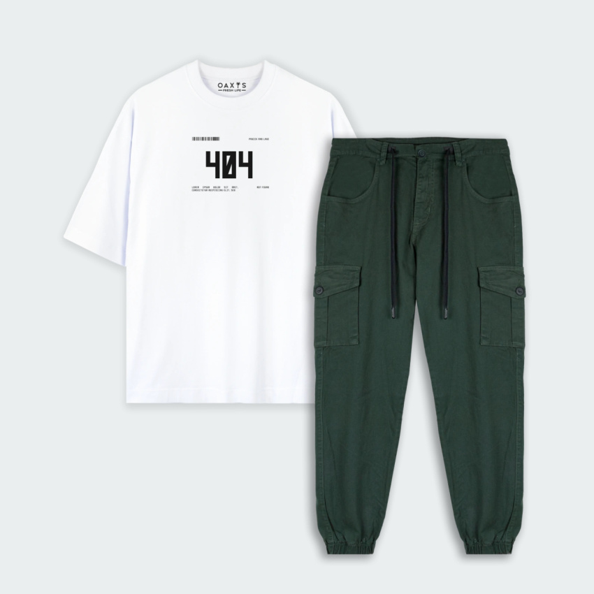 Combo oversize y cargo estampado