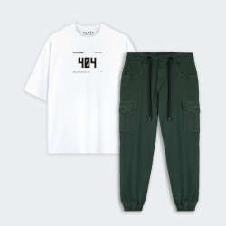 Combo oversize y cargo estampado