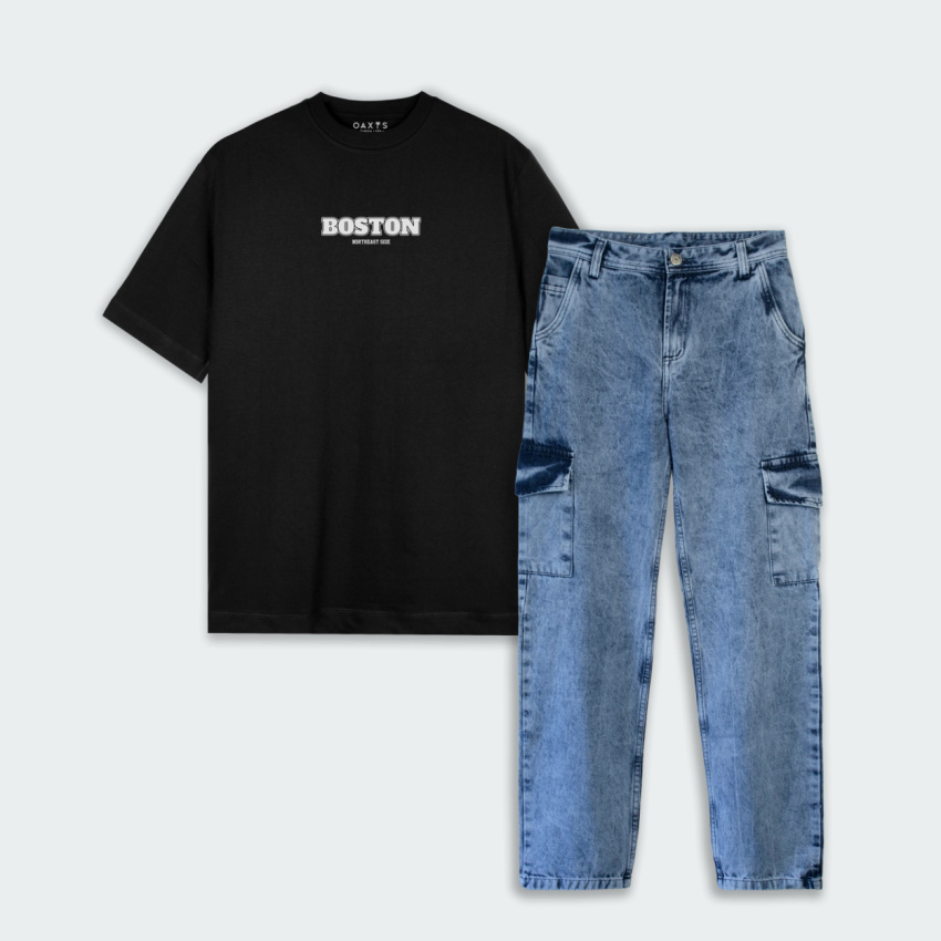 Combo camiseta regular y cargo estampado