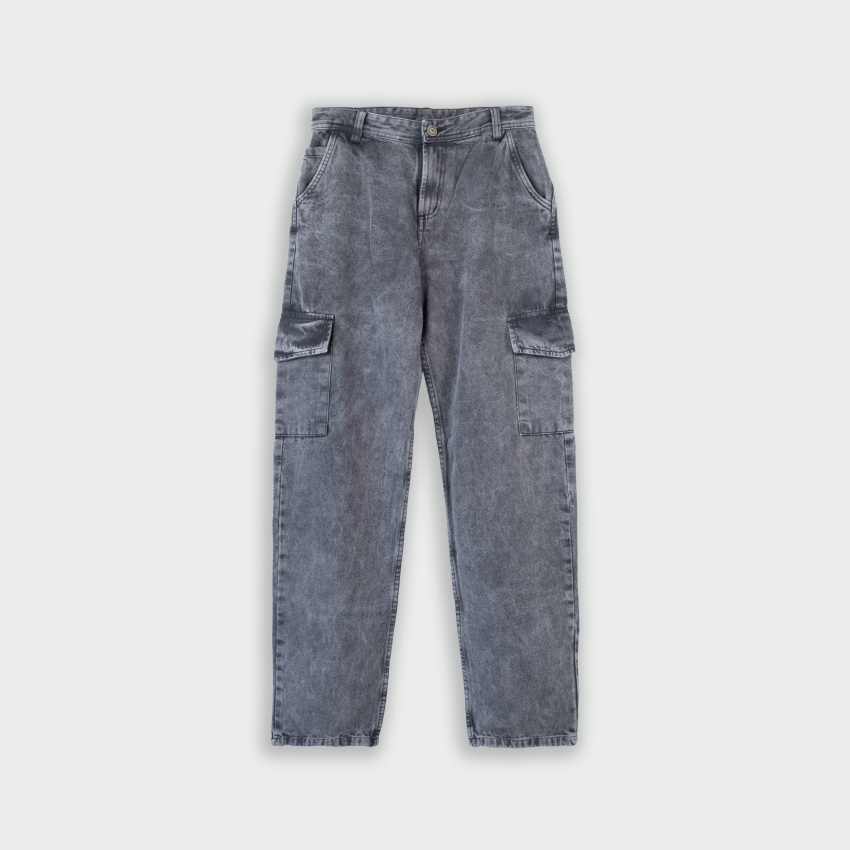 Jean cargo para hombre gris ceniza