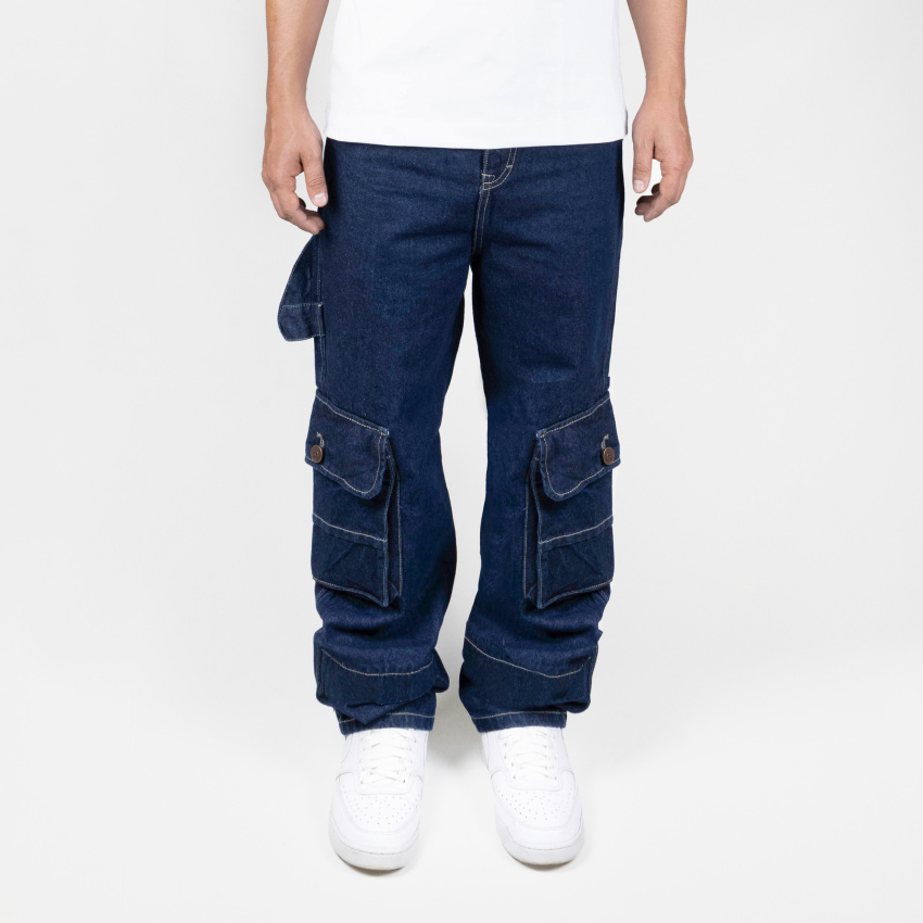 Jean cargo para hombre azul