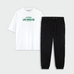 Combo oversize y cargo estampado