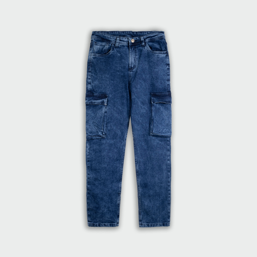 Jean cargo para hombre azul lavado