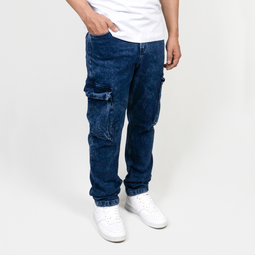 Jean cargo para hombre azul lavado