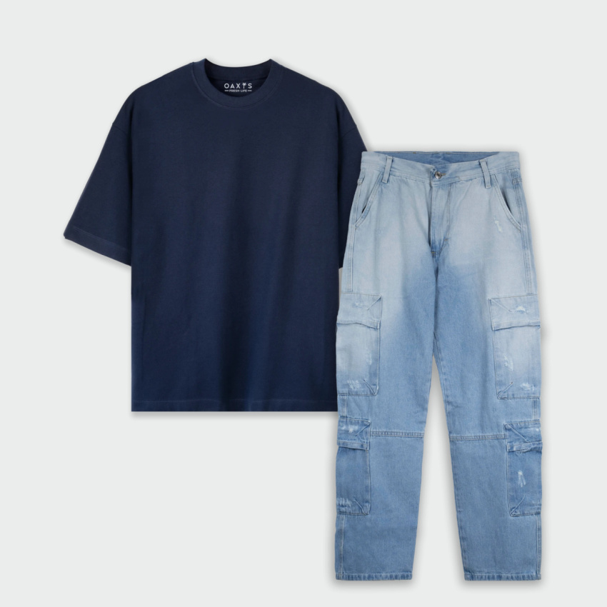 Combo cargo y camiseta oversize básico