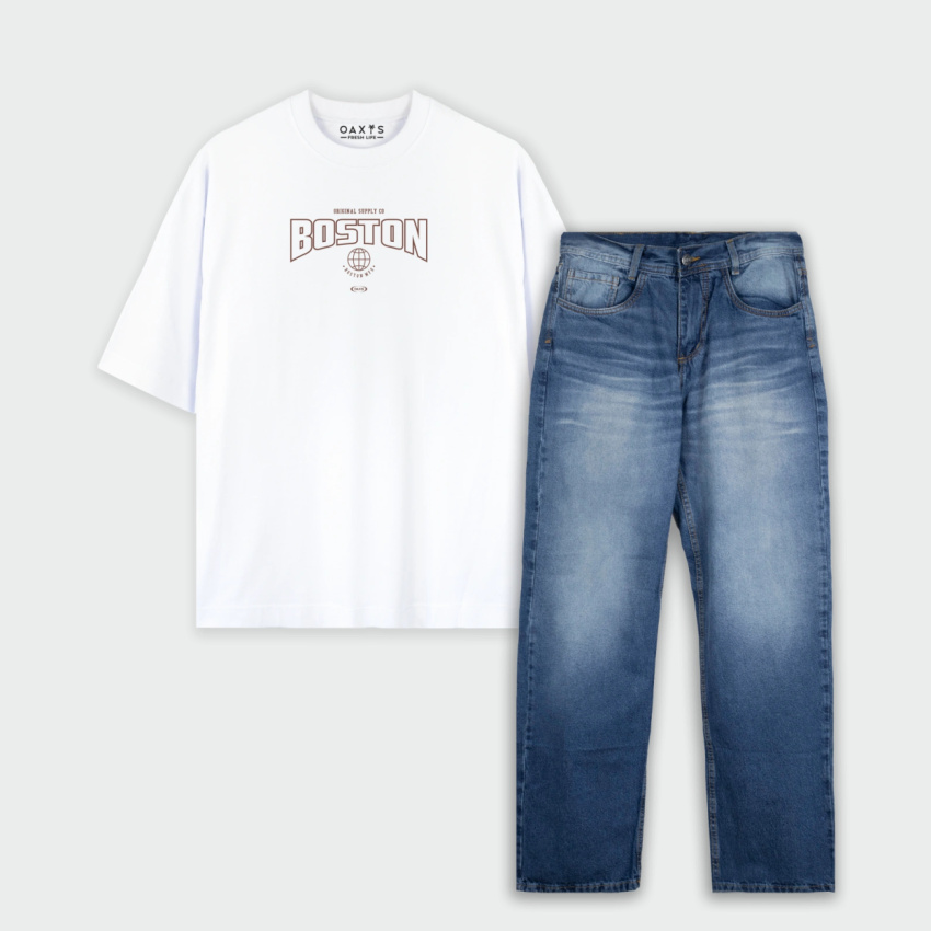 Combo oversize y jean estampado