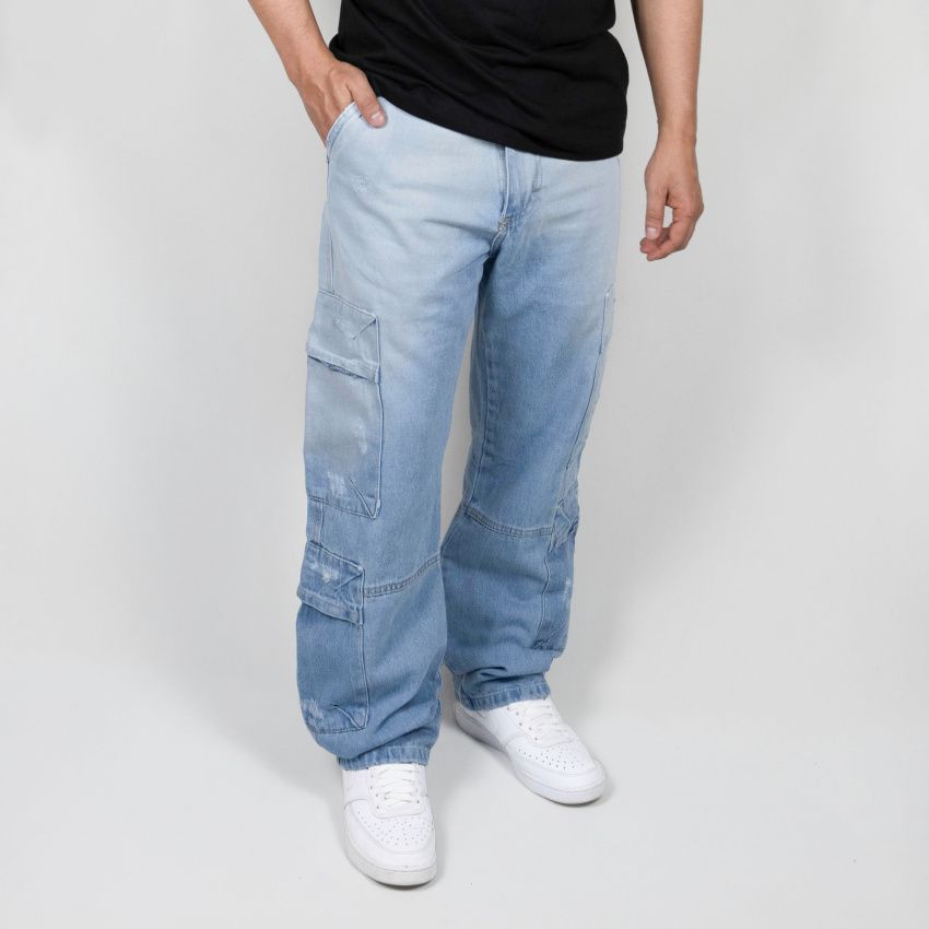 Jean cargo oversize para hombre