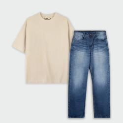 Combo jean y camiseta oversize básico