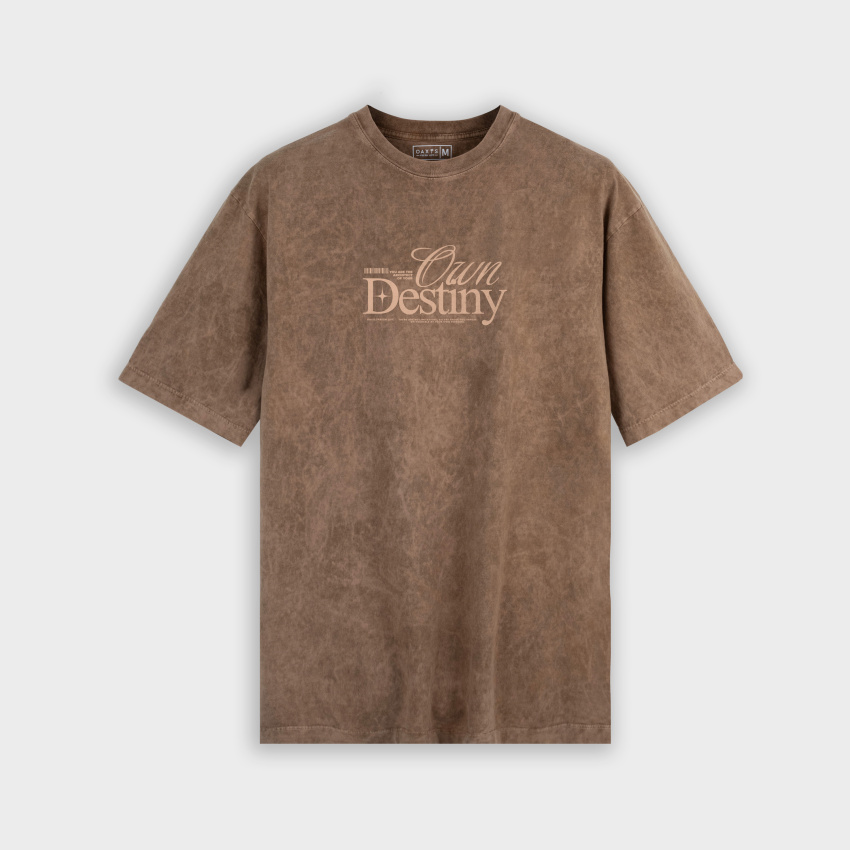 Camiseta acid wash oversize café DESTINY