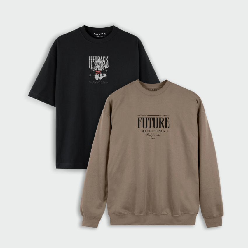 Combo de buzo y oversize estampado