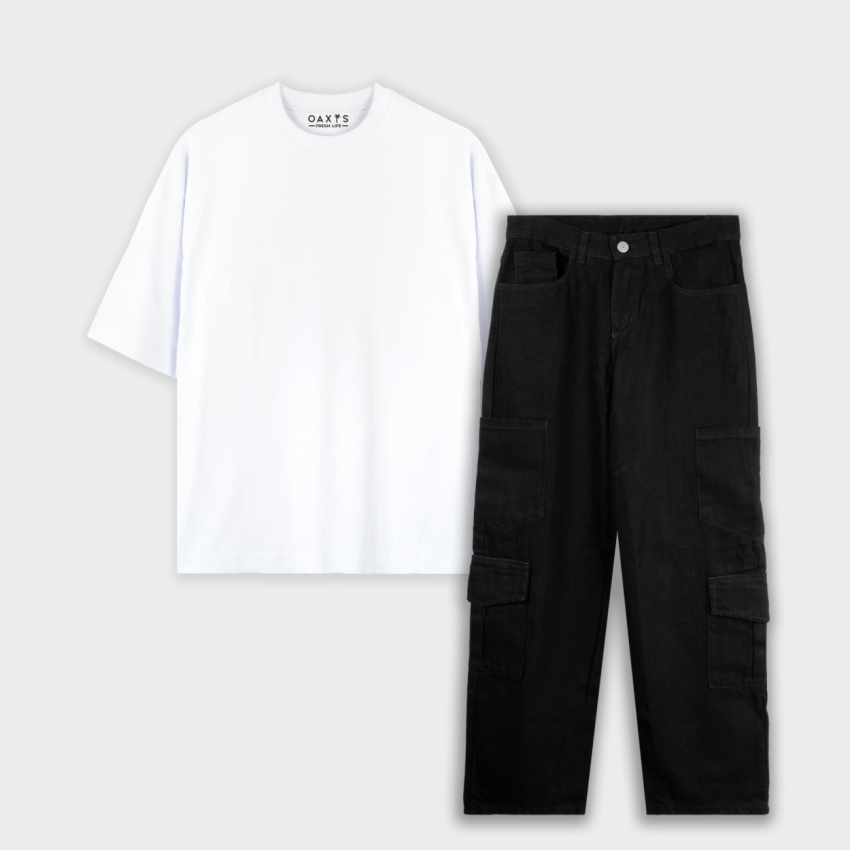 Combo jean baggy y oversize básico