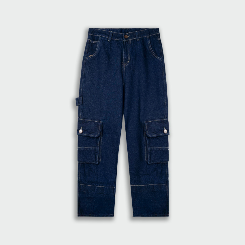 Jean cargo para hombre azul