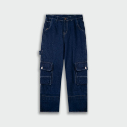 Jean cargo para hombre azul
