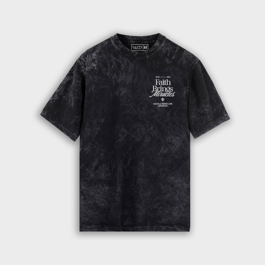 Camiseta acid wash oversize negra FAITH