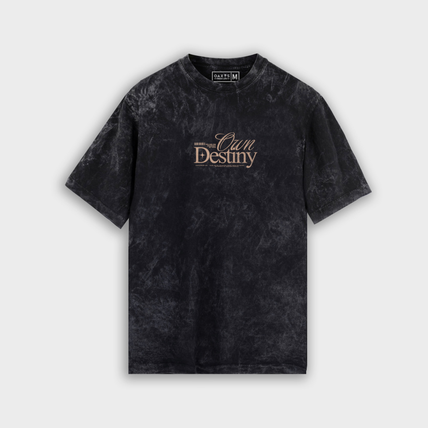 Camiseta acid wash oversize negra DESTINY