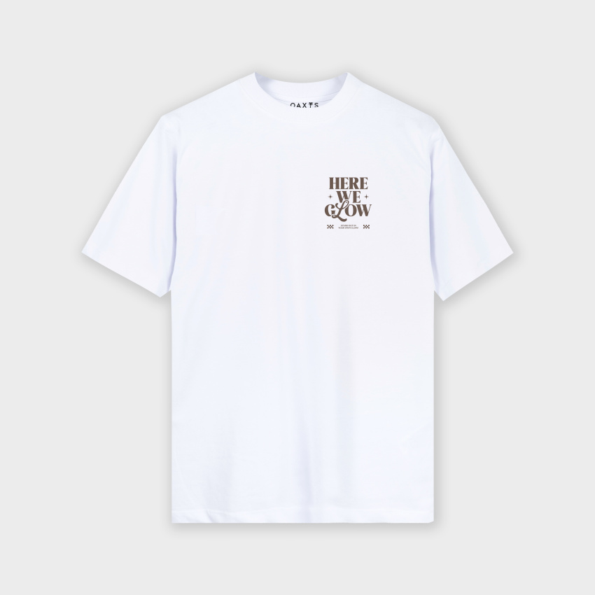 Camiseta blanca premium HERE WE GLOW