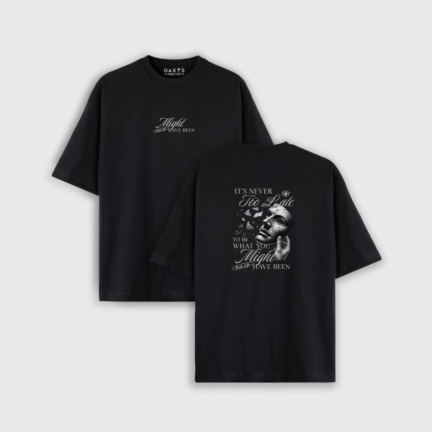Camiseta oversize con estampado atrás TOO LATE