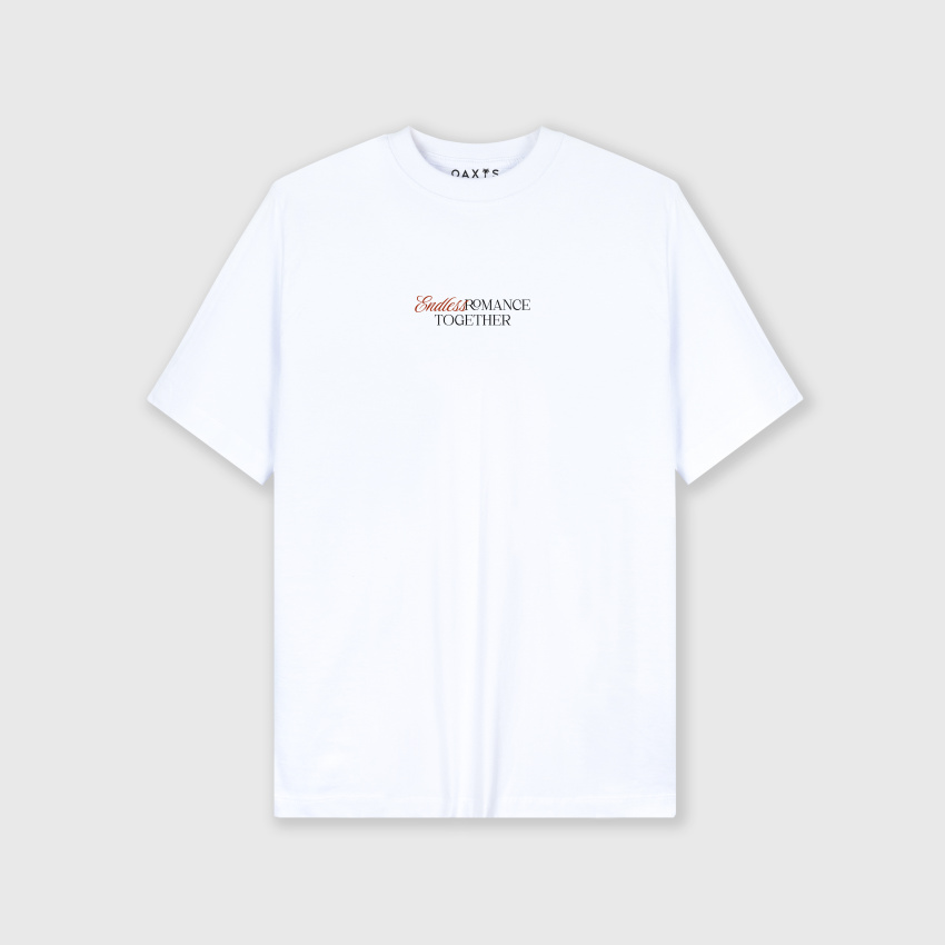 Camiseta blanca regular con estampado atrás ROMANCE