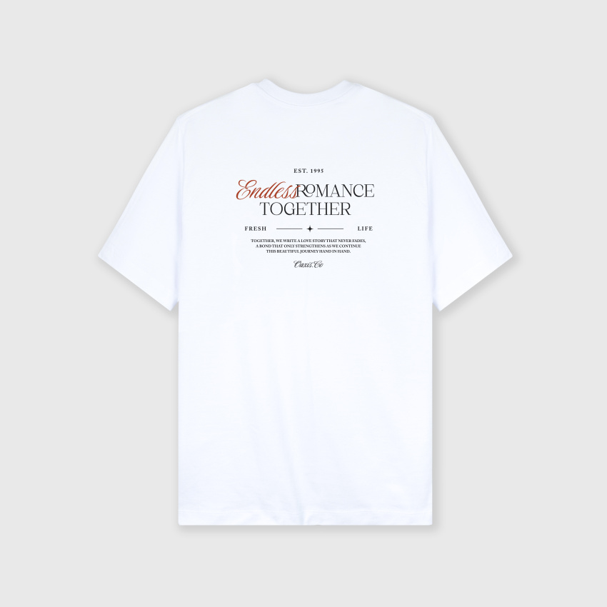 Camiseta blanca regular con estampado atrás ROMANCE