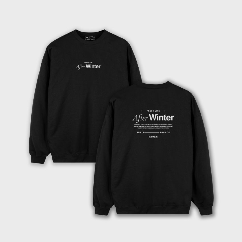 Buzo para hombre negro estampado atrás AFTER WINTER