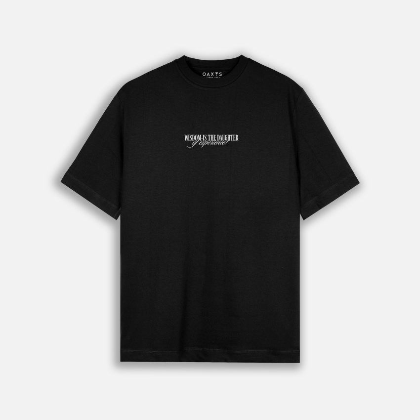 Camiseta negra regular con estampado atrás WISDOM