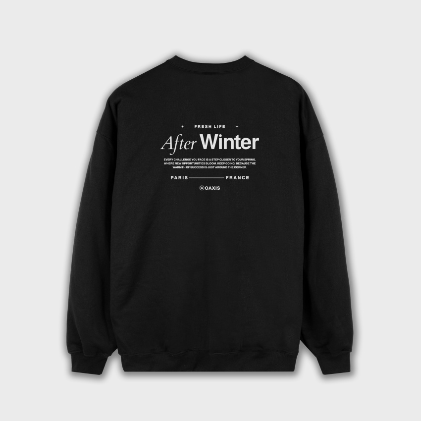 Buzo para hombre negro estampado atrás AFTER WINTER