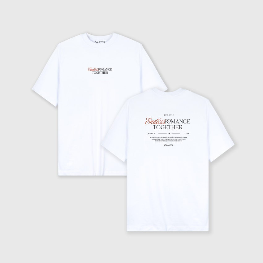 Camiseta blanca regular con estampado atrás ROMANCE