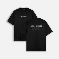 Camiseta negra regular con estampado atrás WISDOM