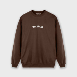 Buzo para hombre café estampado atrás WOLFPACK