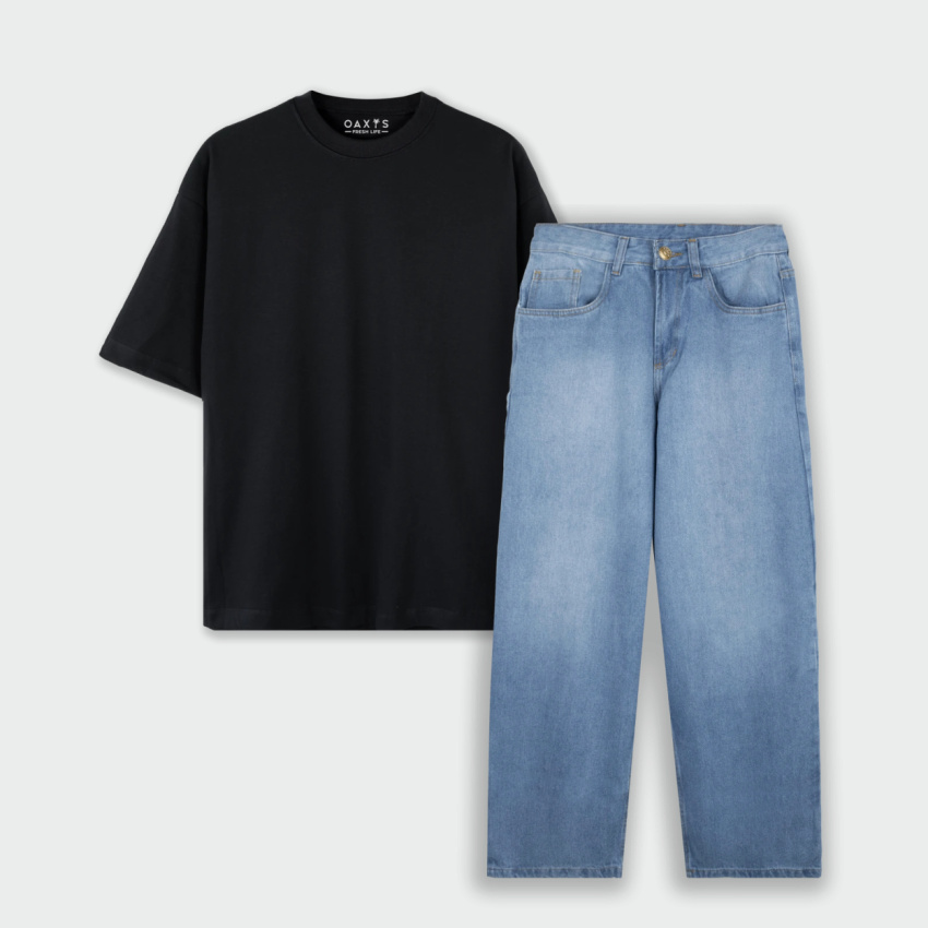 Combo cargo y camiseta oversize básico