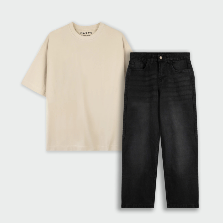Combo cargo y camiseta oversize básico