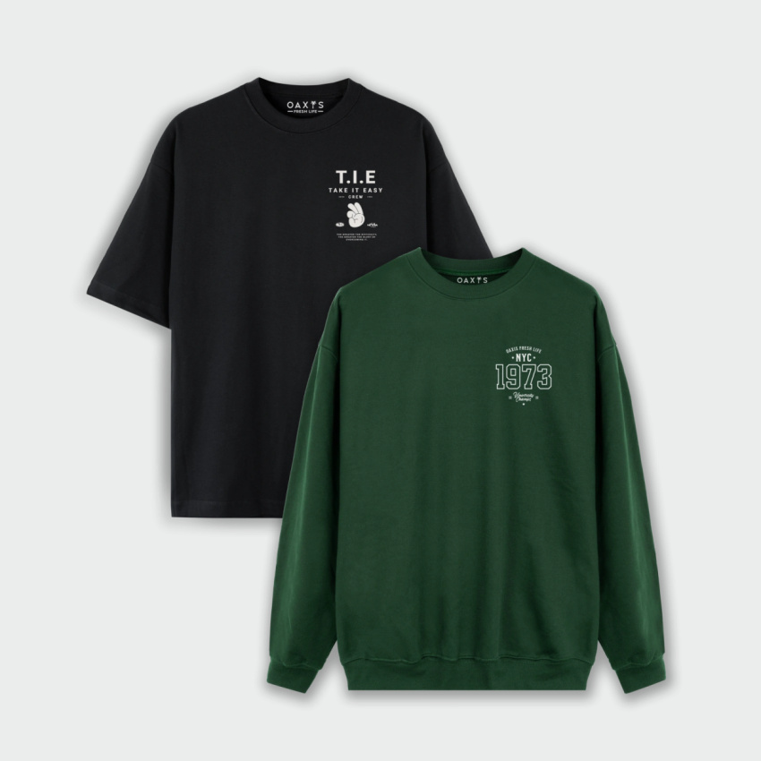 Combo de buzo y oversize estampado